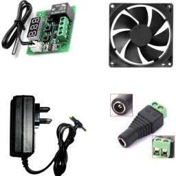 Combo Of W1209 + 12v 2Amp Adapter + 3inch fan+ 1 Dc Connectors Screw TypeFor Diy Incubator Electronic Components Electronic Hobby Kit-image-1