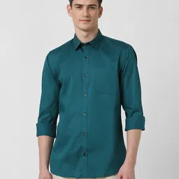 peter england Men Slim Fit Solid Spread Collar Casual Shirt-picture-7