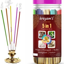 Multi Fregrances and premium collection Incense Stick Agarbatti Mogra, Pineapple, Rudra, mangalam, Kasturi 225 Incense Sticks Pooja Items-image-9