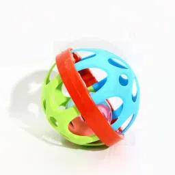 Colorful Soft Ball and Dumbbell Combo Rattle Toy for Baby Bath Toy Safe Non-Toxic, Rattle Teether Plush Rings Babies 6months+ Sorting, Stacking Plugging Toys Children Toy and Infant Products Born Baby First Toys- 3 inch-1