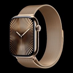 Apple Watch Series 10 GPS+Cellular with Milanese Loop - M/L (46mm Retina LTPO3 OLED Display, Gold Titanium Case)-picture-1