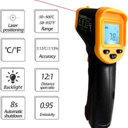 goodsbazaar IR Gun Temp Sensor Non-Contact Digital Infrared Thermometer Temperature Meter Height Gauge image 2