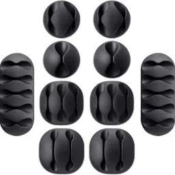 P-PLUS INTERNATIONAL Wire Clips Cable Protector,GIM 10pack Cable Clips Desktop Cord Organizer,Cable Management, Wire Holder System, Multipurpose Silicone Adhesive Cord Hooks For TV Home, Office, Cubicle, Car, Desk Cable Protector-image-65