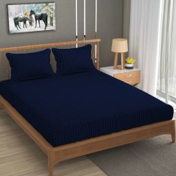 140 TC Cotton Double Striped Flat Bedsheet-15