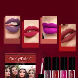 CurlyTales Set of 4 Weightless Matte Liquid Lipsticks 3 ml Each - Shade 01, 03, 04, 14 image 4