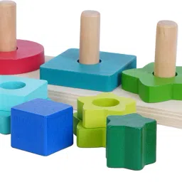 bufack Wooden Four Different shapes Stacking And Sorting Toys For Kids image 3