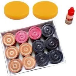 Export Quality 24 Carrom coins with 2 Striker and 1 Carrom Powder, (Pack of 27) Carrom Pawns-image-12