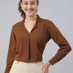 Casual Raglan Sleeves Solid Women Brown Top-image-52