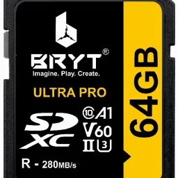BRYT A1 V60 UHS-II U3 High Capacity SD Card 64 GB SDXC Class 10 280 MB/sMemory Card-14