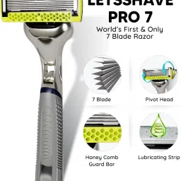 letsshave Pro 7 Max Shaving Razor for Men 1 Razor Handle + 2 Blades with Cap, Men image 2