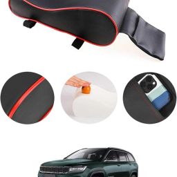 Black With Red Piping Armrest Cover With Phone Holder For Car-185 Car Armrest Cover-image-67