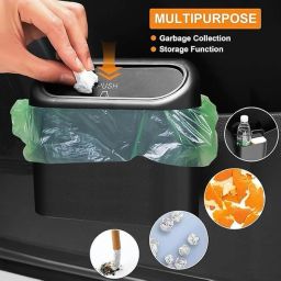 opriq Mini Car Dustbin–Portable Trash Bin with Lid,Garbage Bags,Compact & Durable Car Trash Bin Bag image 2