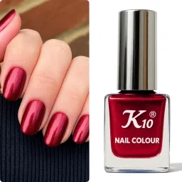 Metallic Dark Red Nail Polish – Long-Lasting, High Shine Finish (12 ML) Dark Red-image-4