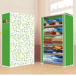 5 Shelf Foldable Collapsible Wardrobe Storage Organizer Almirah Cloth Rack PP Collapsible Wardrobe-image-24