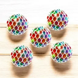 Squishy Mesh Ball For Kids, Stress Relief Hand Fidget Toy [Pack Of: 5 Pcs] - 6 cm-7