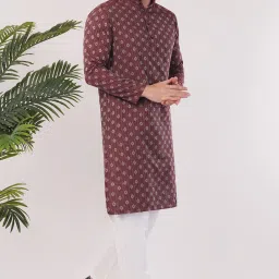 Men Cotton Blend Kurta Pyjama Set-image-16