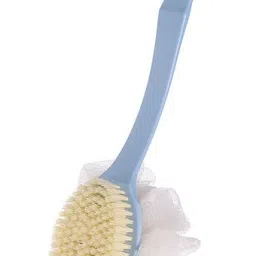 Bathing Back Scrubber Exfoliator with 2 in 1 Bristles and Loofah Body Brush Back Scrubber with Long Handle | for Men and Women | Multicolor-image-40