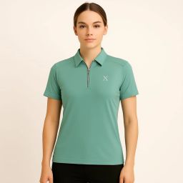 Women Solid Zip Neck Cotton Blend Brown T-Shirt-image-19