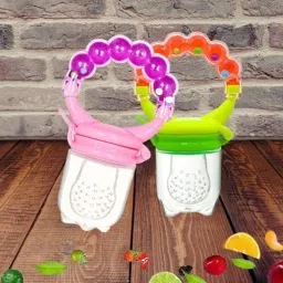 Bpa-Free Nipple Sucker Food Nibbler For Fruits With Rattle Handle Pack Of 2pcs Feeder-0