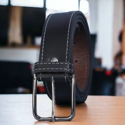 Men Formal Black Artificial Leather Belt-image-20