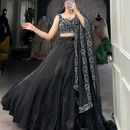 Embroidered Semi Stitched Lehenga Choli-image-42