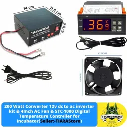 200W 12v dc to ac Converter,4InchAcFan STC1000 Temperature Controller & AC Cable Temperature Sensor and Controller Electronic Hobby Kit-image-2
