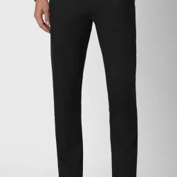 Men Slim Fit Black Polyester Trousers-image-24