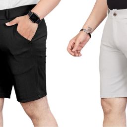 Pack of 2 Solid Men Black, Silver Running Shorts-picture-28