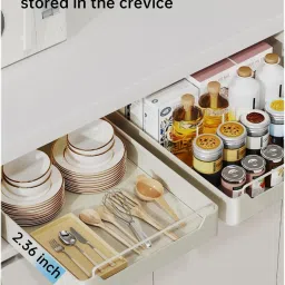 deoxys Containers Kitchen Rack Pull Out Cabinet Drawer Organizer Fixed with Adhesive,Slide Out Drawer Carbon Steel image 3