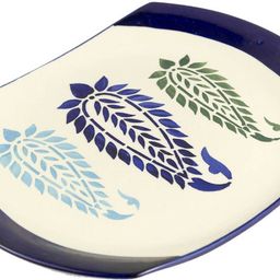 vareesha Blue Paisley Ceramic Rectangular Rice Plate Rice Plates-picture-15
