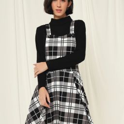 Women Black Dungaree-image-2