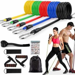 11 Pcs Portable Resistance Fitness Exercise Bands for Men and Women Resistance Tube-image-70