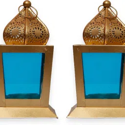 Blue, Gold Iron Hanging Lantern-image-14
