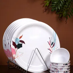 Printed Full Dinner Plates & Bowl set (Set of 12; 11 Inches) Dinner Plate-19