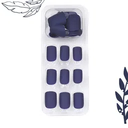 LICK 24 Pcs Matte Artificial Reusable Matte Nail Extensions with Application Kit - Blue image 4
