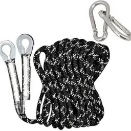 Kernmantle Climbing rope with hook for Camping, Hiking & Other Activities Black-2