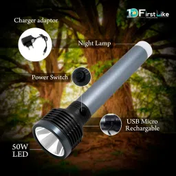 firstlike 2 in 1 Lithium Battery Long Range Led torch Light Rechargeable (2400mAh) Torch image 4