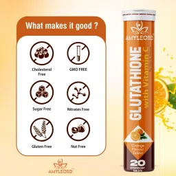amyleord Glutathione & Vit C Help In Skin Glowing| effervescent tablets |Orange Flavour image 3