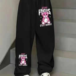 Women Printed Black Track Pants-image-83
