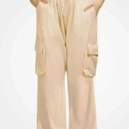Women Cargos Pants Women Regular Fit Cream Cotton Blend Trousers-image-75