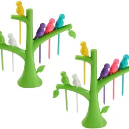 Leaf Bride Fruit Fork Plastic Fruit Fork, Multicolor, Set of 2 Disposable Plastic Fruit Fork Set-32