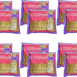 Tiarakrafts Saree Cover/Suit Cover puple set of 12 Poly-canvas Laundry Bag-picture-12