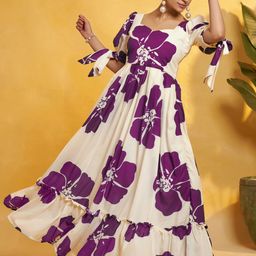 moda rapido Women Fit and Flare Purple Maxi/Full Length Dress-picture-45