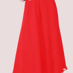 Women Relaxed Red Georgette Trousers-image-58