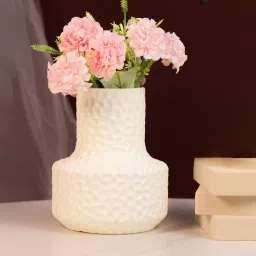 Beautiful Flower Vases for Home PVC Pot for Plants Stand Elegant Hammered Plastic Vase-image-89