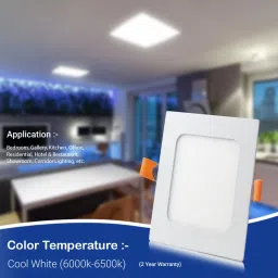 d'mak 3w Watt LED Panel Ceiling Light (White, Square)(Pack 0f 32) Ceiling Light Ceiling Lamp image 5