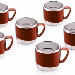 Pack of 6 Stainless Steel, Plastic Stainless Steel Tea Cup Set | Steel Cups | Coffee Cups| Chai ka Cup | Coffee Mug-image-30