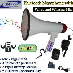 Wired & Wireless Mic Bluetooth Megaphone with Recorder,USB &Memory Card Input for Announcing; Record;Play;Siren;Music with Battery and Charger Indoor PA System-image-42