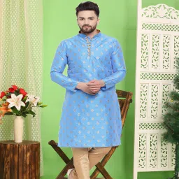 Men Art Silk Kurta Pyjama Set-image-37