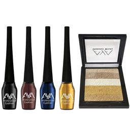 AYA Waterproof Liquid Eyeliner Set of 4-5 ml each &  Shimmer Brick Highlighter image 5